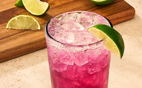 Refreshing Desert Pear Limonata drink served cold with lemon and pear flavor