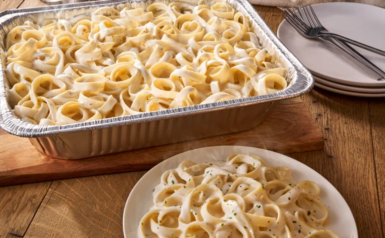 Fettuccine Alfredo family meal serves 4 to 6 people with creamy parmesan sauce