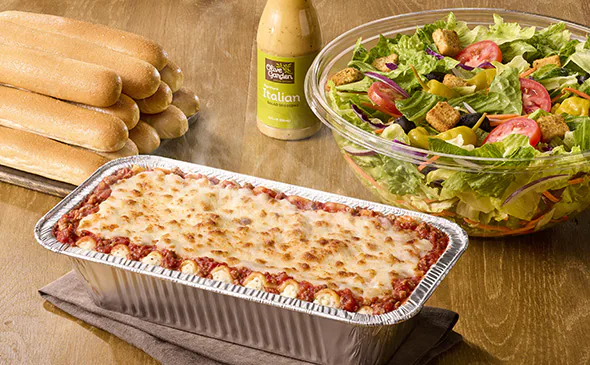 Lasagna catering third pan bundle with generous servings for group events