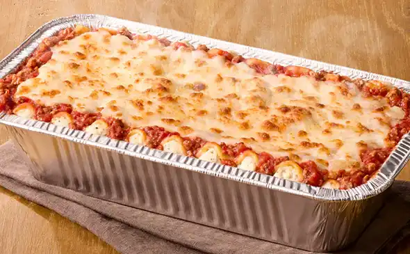 Lasagna Classico serves up to 6 people layered with pasta, cheese, and meat sauce