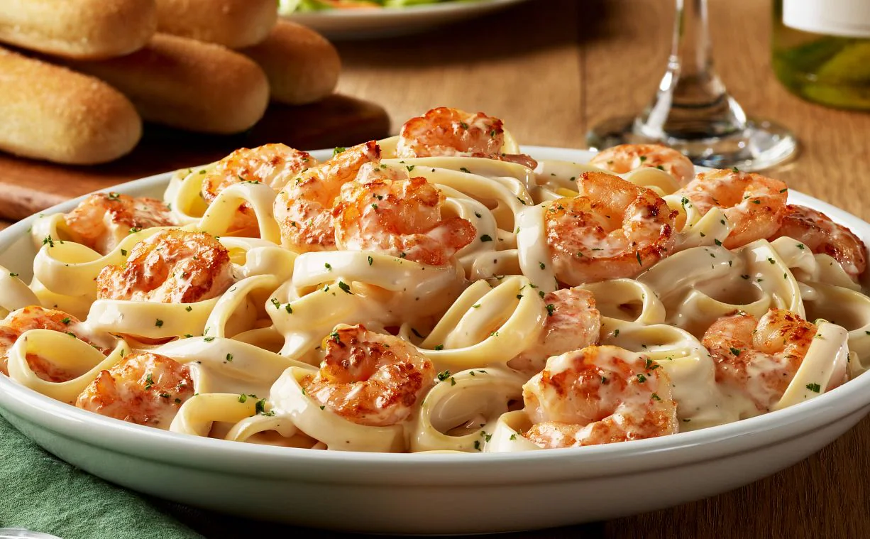 Creamy Shrimp Alfredo pasta recipe served with fettuccine and parmesan cheese